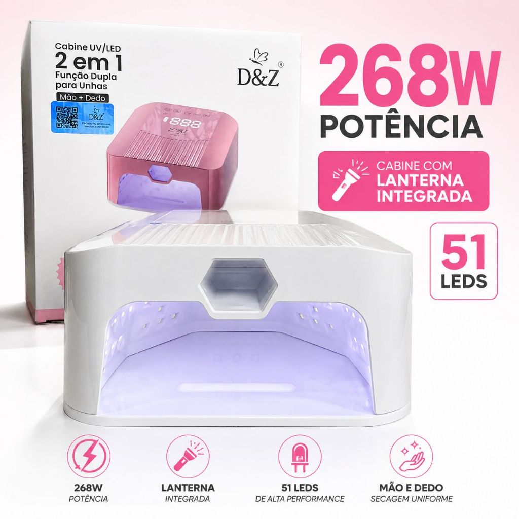 D&z Cabine Para Unhas 268w Dupla Função Com Lanterna
