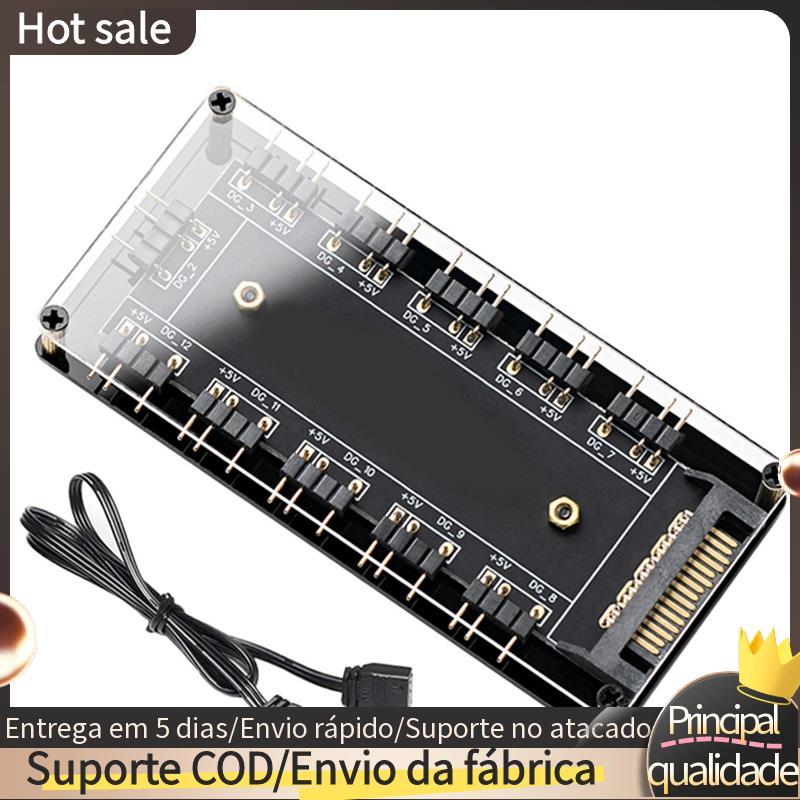 RGB Fan Hub 5V 3pin ARGB Cable Splitter Para AURA SYNC SATA Adaptador De Extensão De Energia PC Cooler