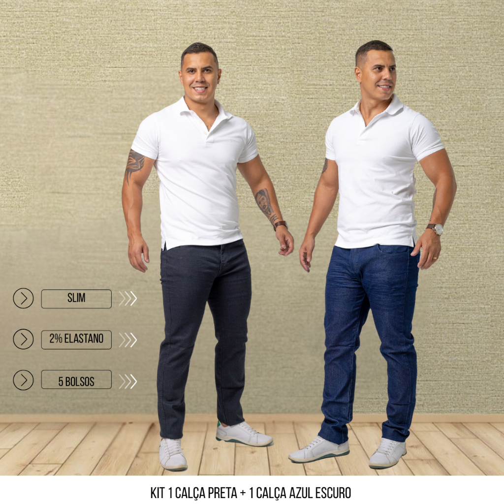 KIT 2 Calça Jeans Masculina | Skinny Moderno Tendência 2026 | Direto da Fábrica Original Lions Jeans