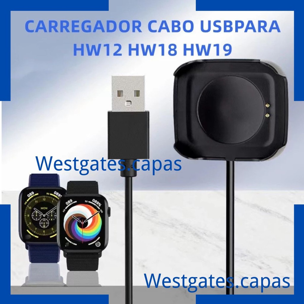 cabo carregador  usb para SMARTWATCH HW12 HW18 HW19 com magnético