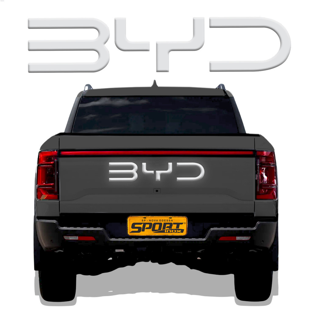 Adesivo Para Byd Shark 2025 Emblema Resinado Prata Refletivo