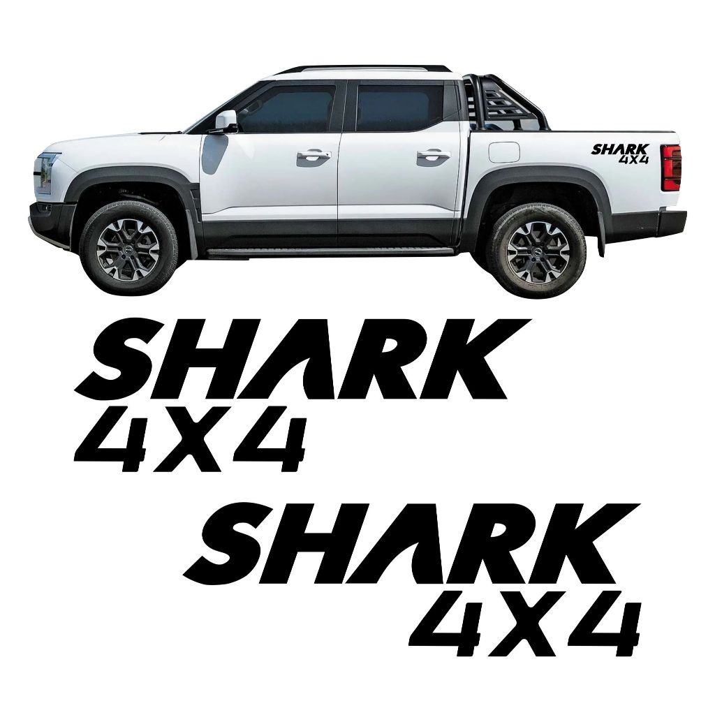 Adesivos Byd Shark 4x4 Emblema Lateral Caçamba Par Acessórios Personalizado Preto Brilho