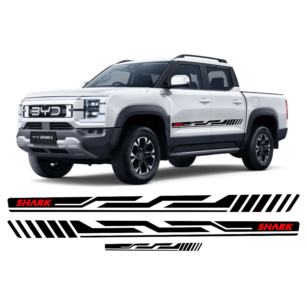 kIT 3 Adesivos Byd Shark Sport Tuning Faixas Lateral E Traseira Acessorios Personalizado