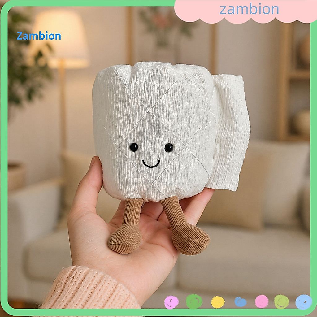 Plush Roll Paper Toy Rolled Plushie Cartoon Toilet – Soft Handmade Smiling Stuffed Decoration for Home Bedroom Kids Gi