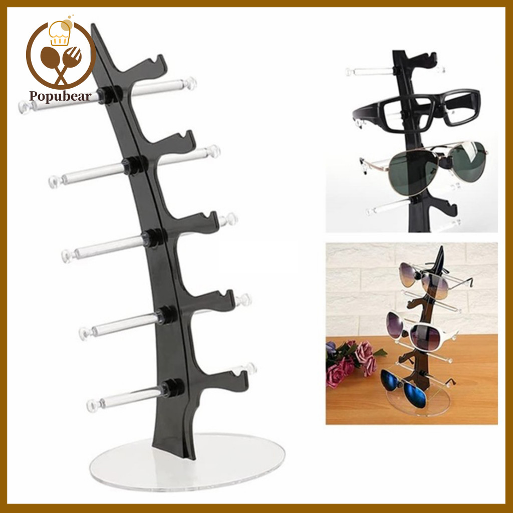 Glasses Stand Optical Organizer Acrylic Eyeglasses Storage Holder for 5 Sunglasses Display Rack Jewelry Eyewear Durable