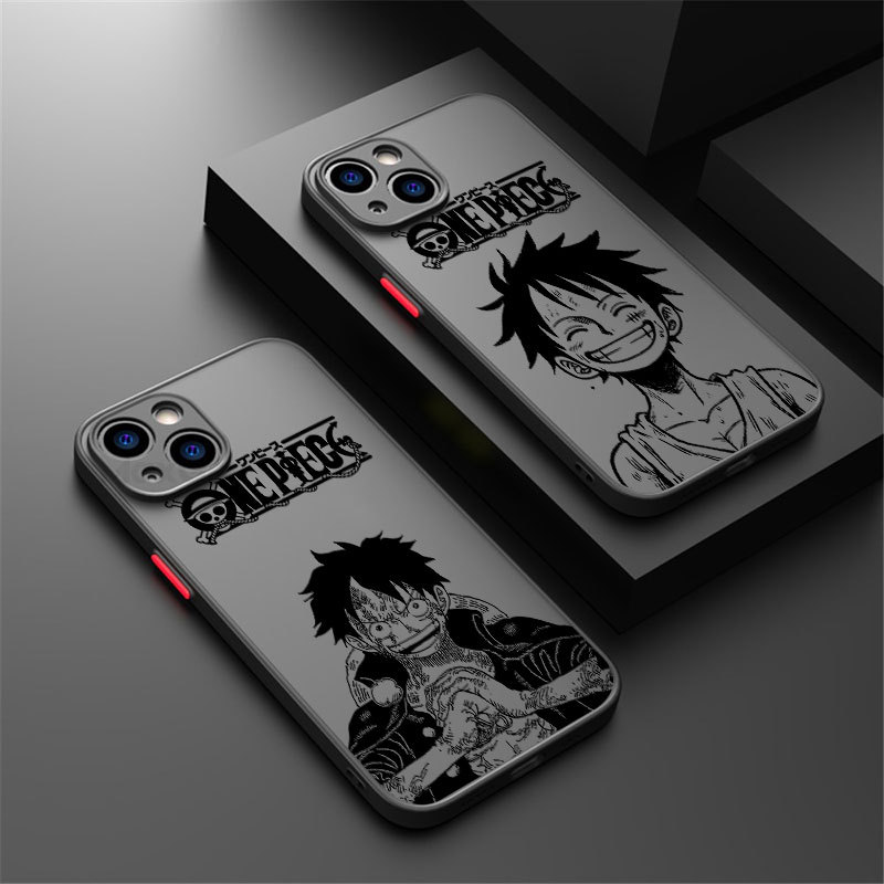 Monkey D Luffy One Piece Cute Anime Matte Case Para iPhone 18 17 16 15 14 13 Pro Max 16E 11 12 13 14 14 Plus Silicone Bu