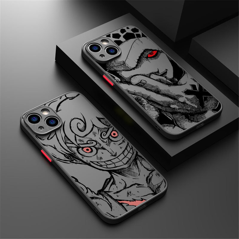 One Piece Water Law Luffy Anime Matte Case Para iPhone 18 17 16 15 14 13 Pro Max 16E 11 12 13 14 14 Plus Silicone Bumper