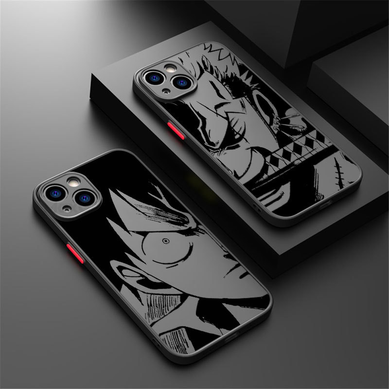 Luffy Zoro Anime One Piece Matte Case Para iPhone 18 17 16 15 14 13 Pro Max 16E 11 12 13 14 14 Plus Silicone Bumper Capa