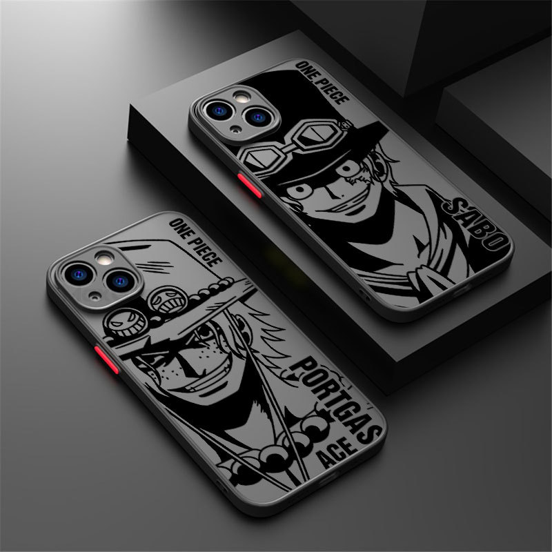 Ace Sabo Luffy Anime One Piece Matte Case Para iPhone 18 17 16 15 14 13 Pro Max 16E 11 12 13 14 14 Plus Silicone Bumper