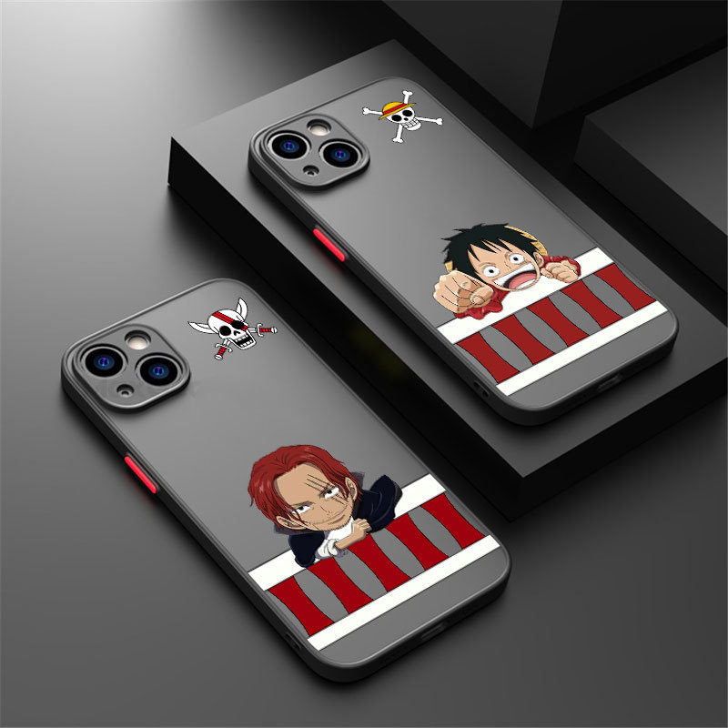 Shanks Luffy Anime One Piece Matte Case Para iPhone 18 17 16 15 14 13 Pro Max 16E 11 12 13 14 14 Plus Silicone Bumper Ca
