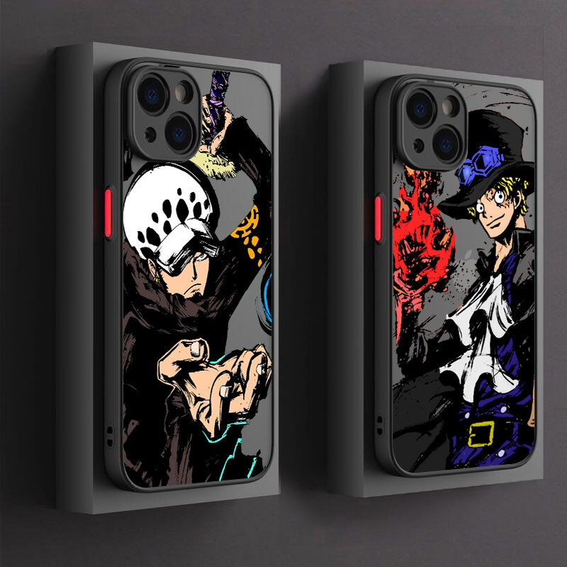 Caixa De Telefone One Pieces Water Law Sabo Anime Para iphone 15 11 14 Plus 16 Pro Max 12 13 Mini Silicone 16Pro 15Plus Tampa Da Armadura Transparente À Prova De Choque