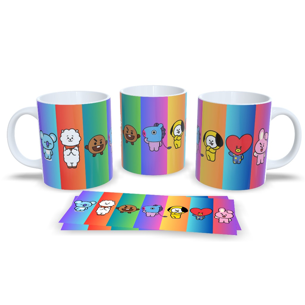 Caneca Personalizada BTS BT21 Mang Koya Cooky Shooky RJ Chimmy Tata Kpop Ceramica