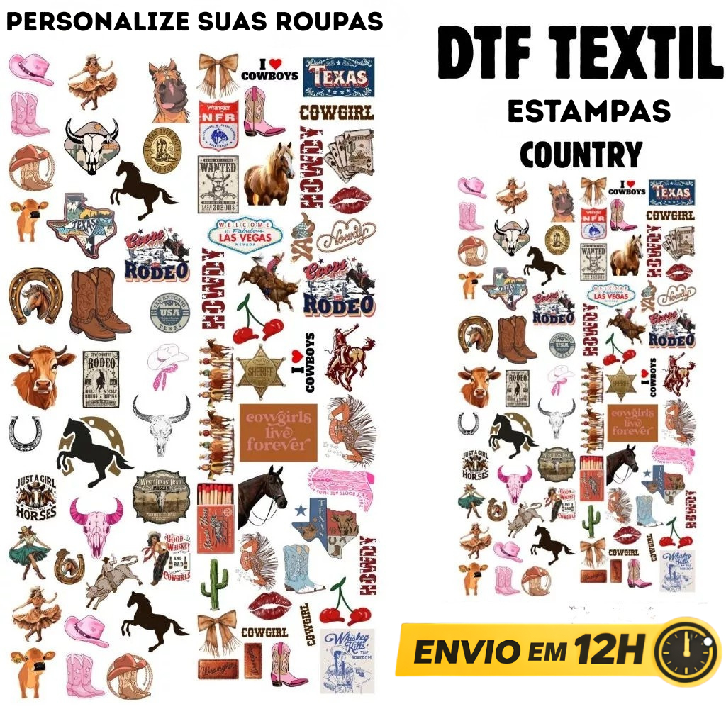 Aplique Country Termocolante Para Jeans ,Calça Camiseta Jaqueta DTF Textil PROMOÇÃO