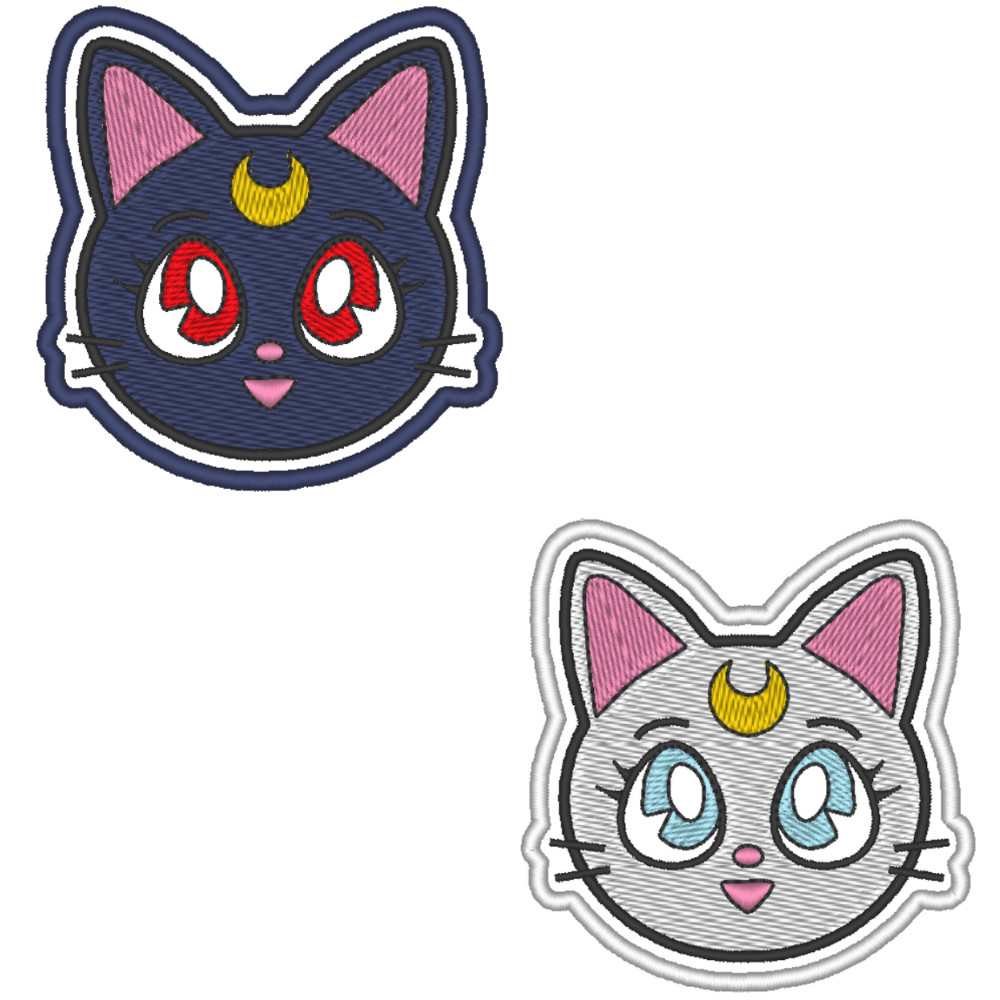 Patch Bordado Artemis e Luna Sailor Moon Termocolante Aplique Anime Para Jaqueta Mochila Camiseta Kawaii Otaku