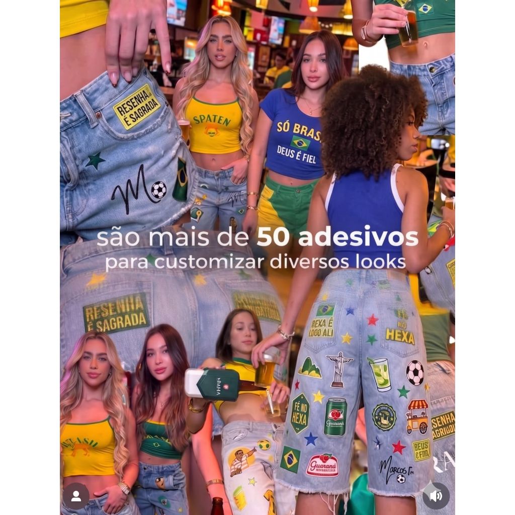 Pack Aplique Termocolante DTF Brasil Copa - Personalize Jaquetas, Calças e Camisetas etc..