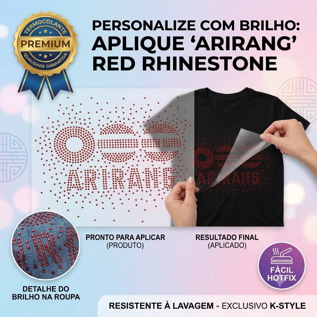 Aplique Strass BTS Arirang Logo Explosão Termocolante Hotfix Para Camiseta Jaqueta Kpop +2 BRINDES