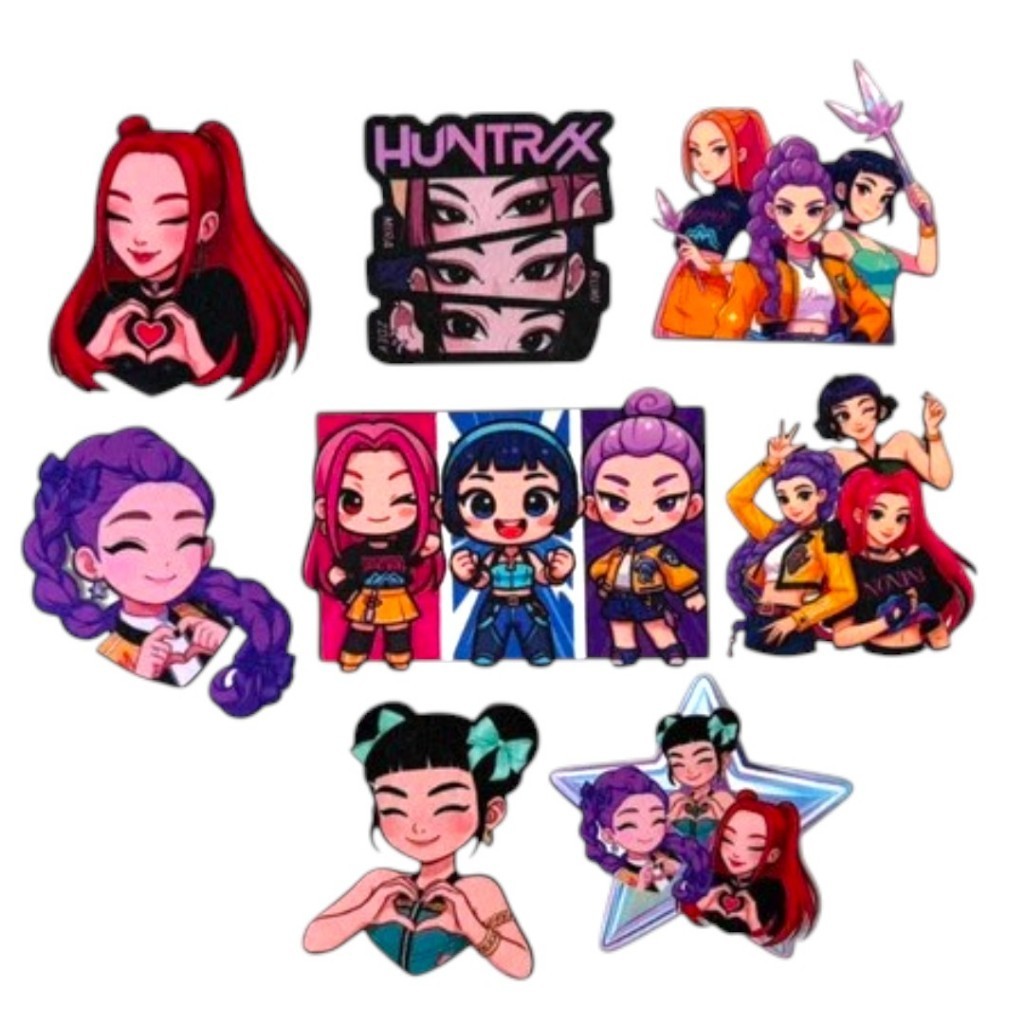 Kit 8 Aplique Termocolantes Guerreiras do K-Pop DTF Estampas Para Camiseta Jaqueta blusa Roupa Tecido Infantil