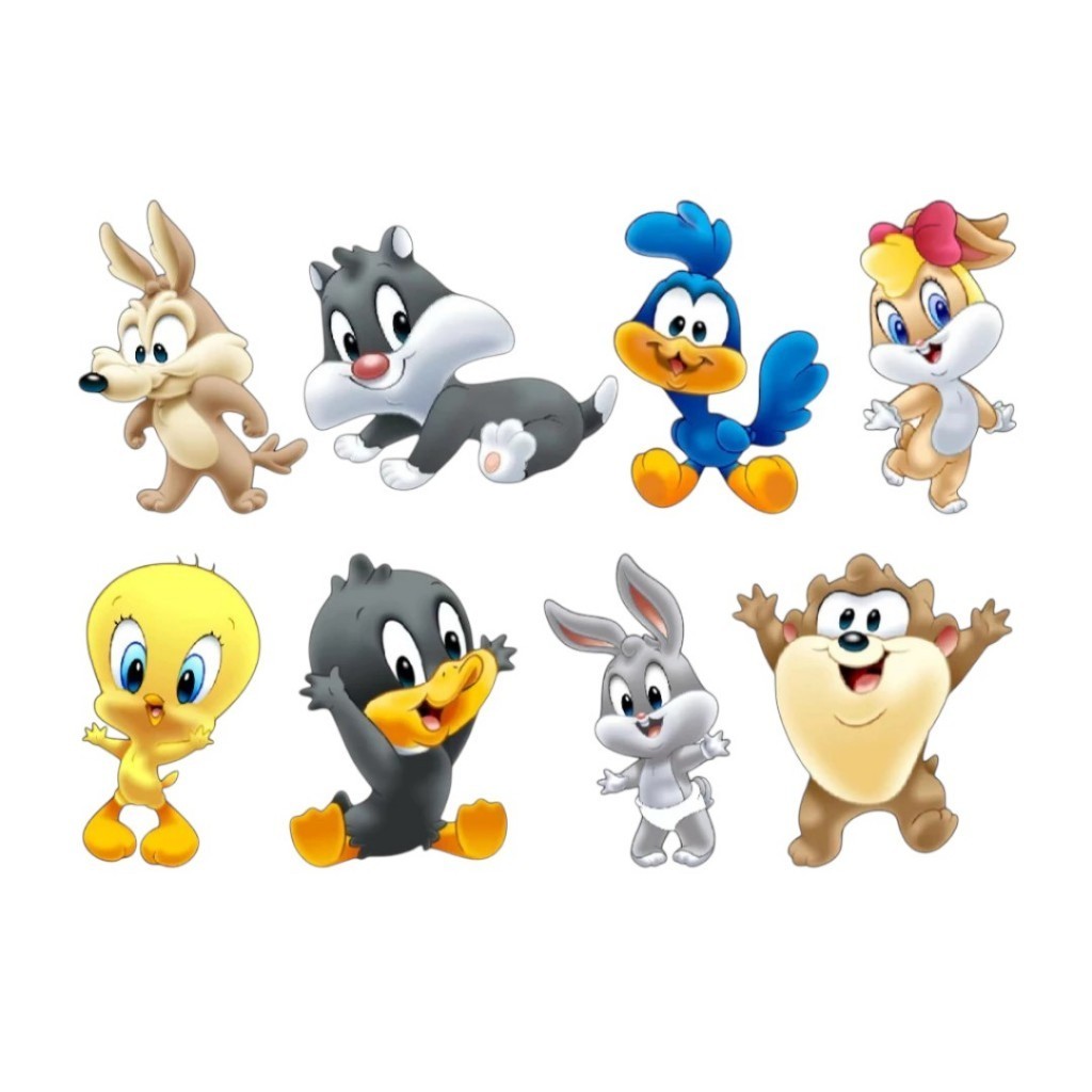 Kit 8 Apliques Termocolantes Looney Tunes Baby Mod. 2 - Estampado para Roupas, Patch Transfer Camiseta Blusa Jaqueta