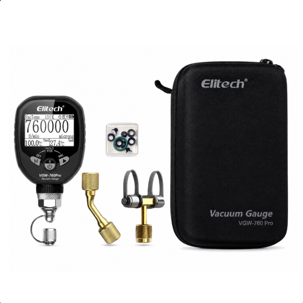 VACUÔMETRO PROFISSIONAL Digital Sem Fio para refrigeracao HVAC-R Monitoramento por App Elitech VGW-760 PRO