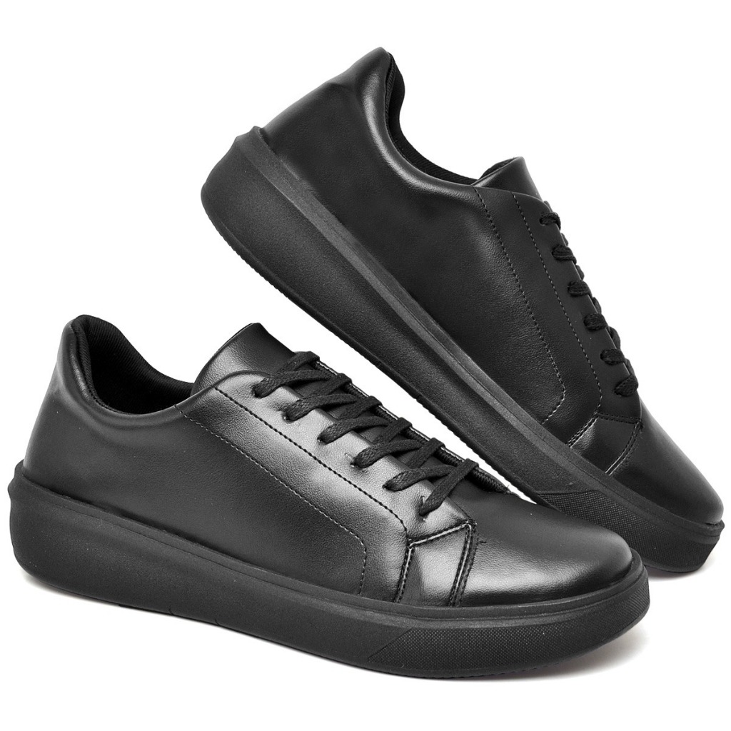 Tenis Masculino Casual Confortavel Sapatenis Couro Social Sola Alta Mocassim Presente Dia Pais