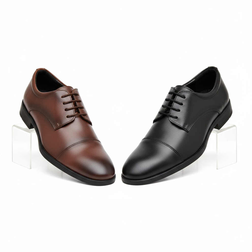 Kit 2 Pares Sapato Social Masculino Preto Marrom de Amarrar Confortável Sapatenis Oxford Mocassim