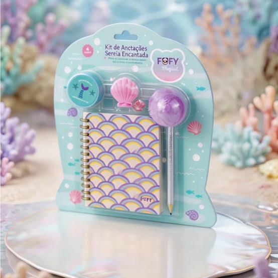 Presente Infantil Sereia Encantada: Caderno de Anotações com Lápis | Kit Papelaria Fofa para Menina, Escola