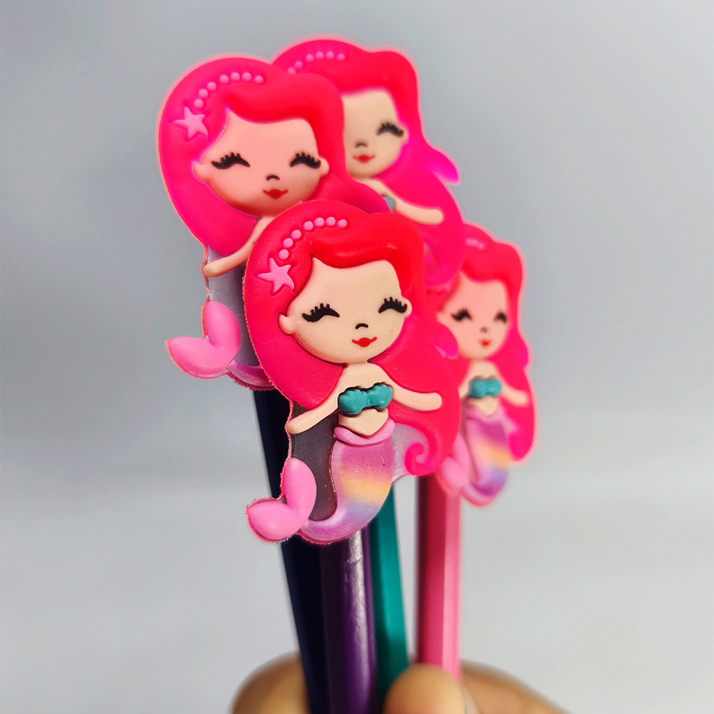 Kit 15 Ponteiras Sereias Rainha do Mar Rosa Criança Infantil Menina Festas Brindes Criativos Escola Mesa