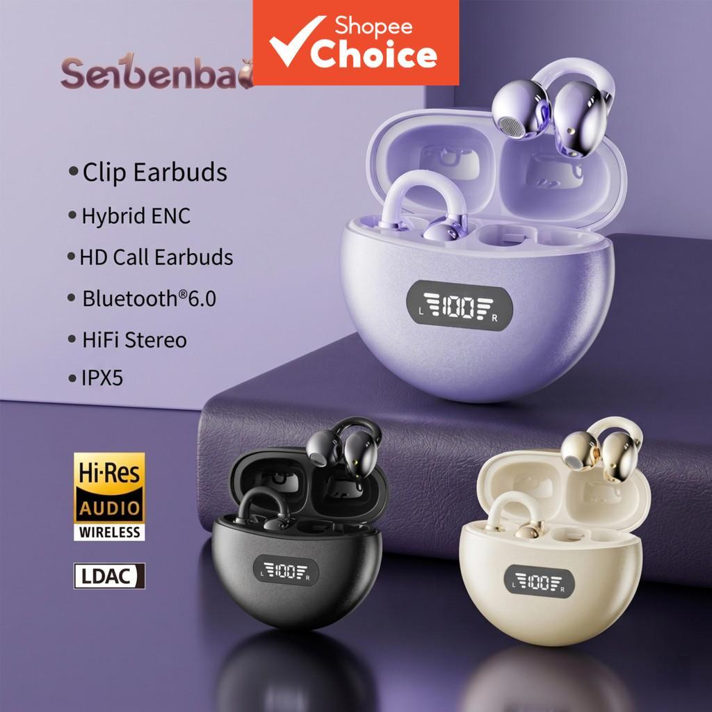 Senbenbao Q71 – Fones de ouvido Bluetooth com clipe, BT 6.0, chamadas em alta definição, redução de ruído ENC, visor LED