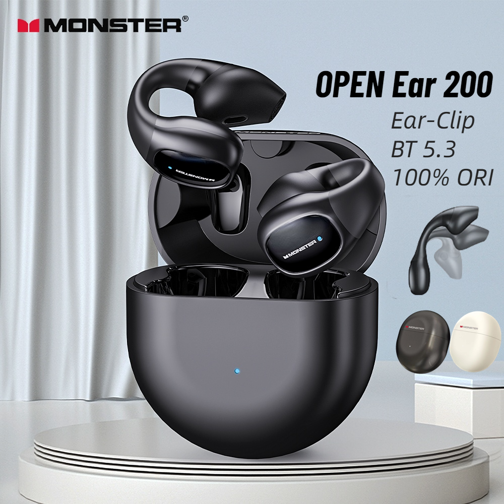 Fones De Ouvido Monster Open-Ear 200 Clip Blutooth Esportivos Sem Fio À Prova D'água Com Microfone Música Uso Diário Via