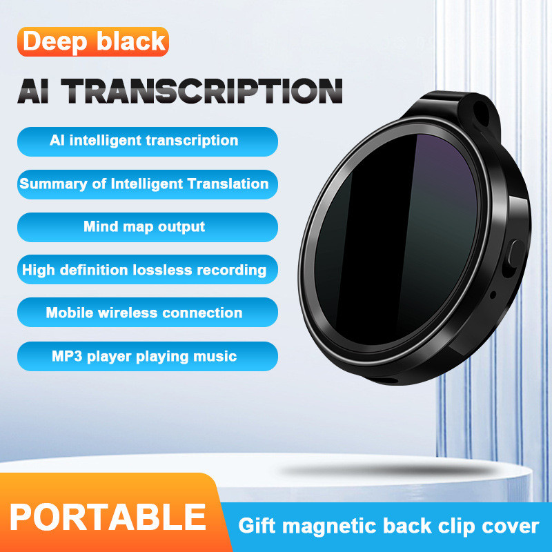 Novo produto Gravador de voz Bluetooth de tradução AI, tradução em tempo real, clipe traseiro magnético de redução de ru