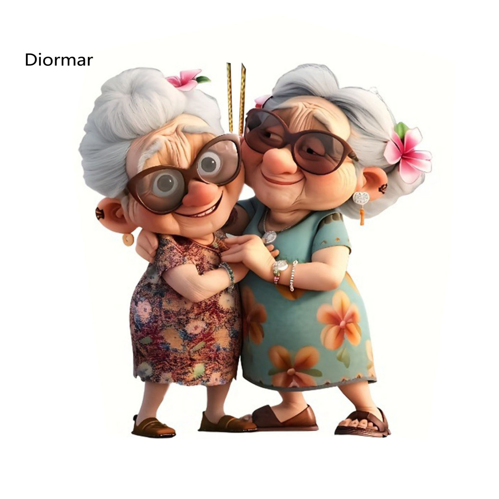 Driver Gift Idea Hanging Car Accessory Pendant Old Lady Design Acrylic Ornament Cute for Indoor Outdoor Use Christmas Tr