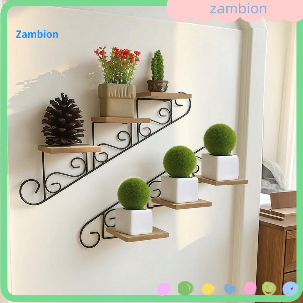 Rustic Wood Display Shelves Wall Mounted Storage Rack Vintage Mount Shelf Staircase Floating Iron for Room Bedroom Entry