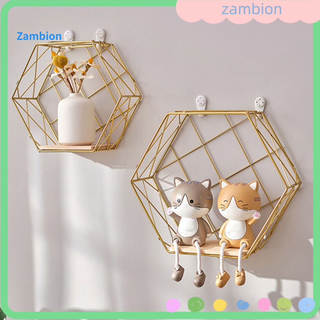 Capacity Wall Shelf Hexagonal Stylish Mounted Storage Art Display Rack for Room Bedroom Office – Modern Decorative Flo