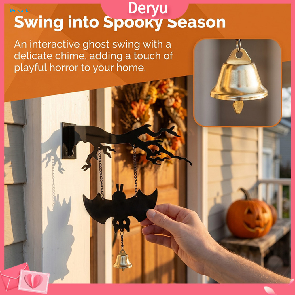 Halloween Ornaments Bedroom Wall Mounted Bell Sound Ghost Bat Design Decorative Outdoor Dinner for Front Door Garden Por