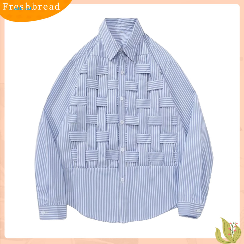 Men Fall Shirt Lapel Men's Spring Long Sleeve Striped Cardigan Single-breasted Loose Fit with Turn-down Collar Casual Br