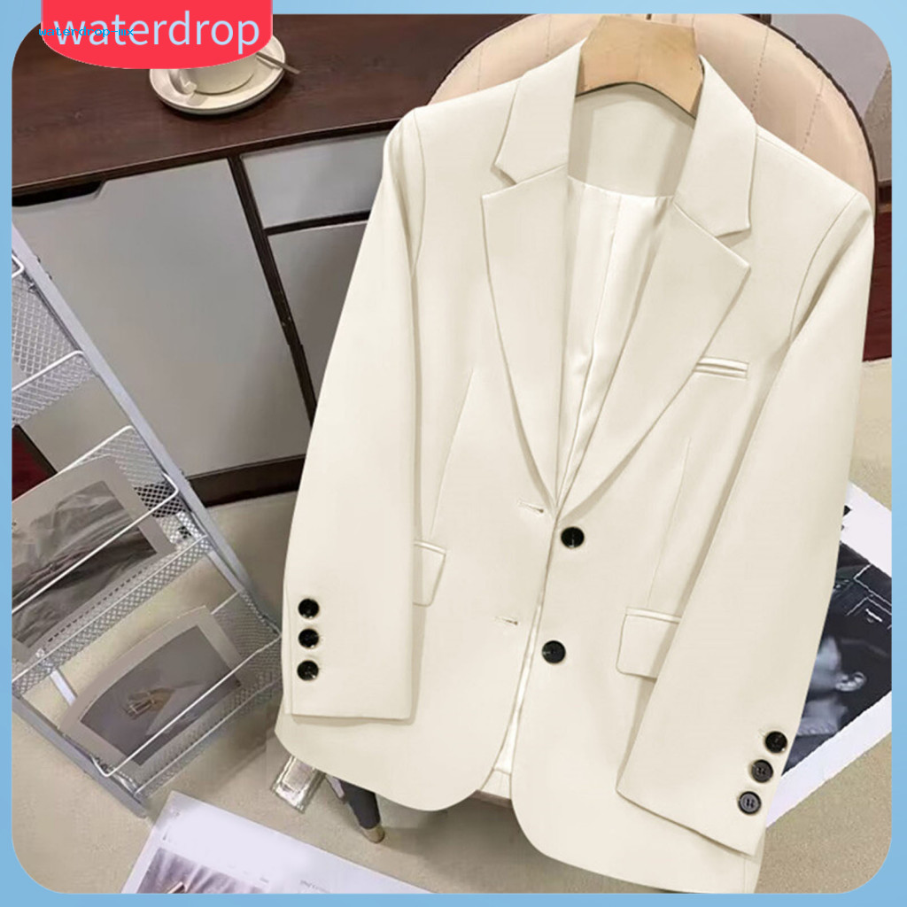 Women’s Casual Blazer Lapel Collar Spring Autumn Jacket Vintage Loose Suit Office Lady Business Wear Daily Leisure Coa