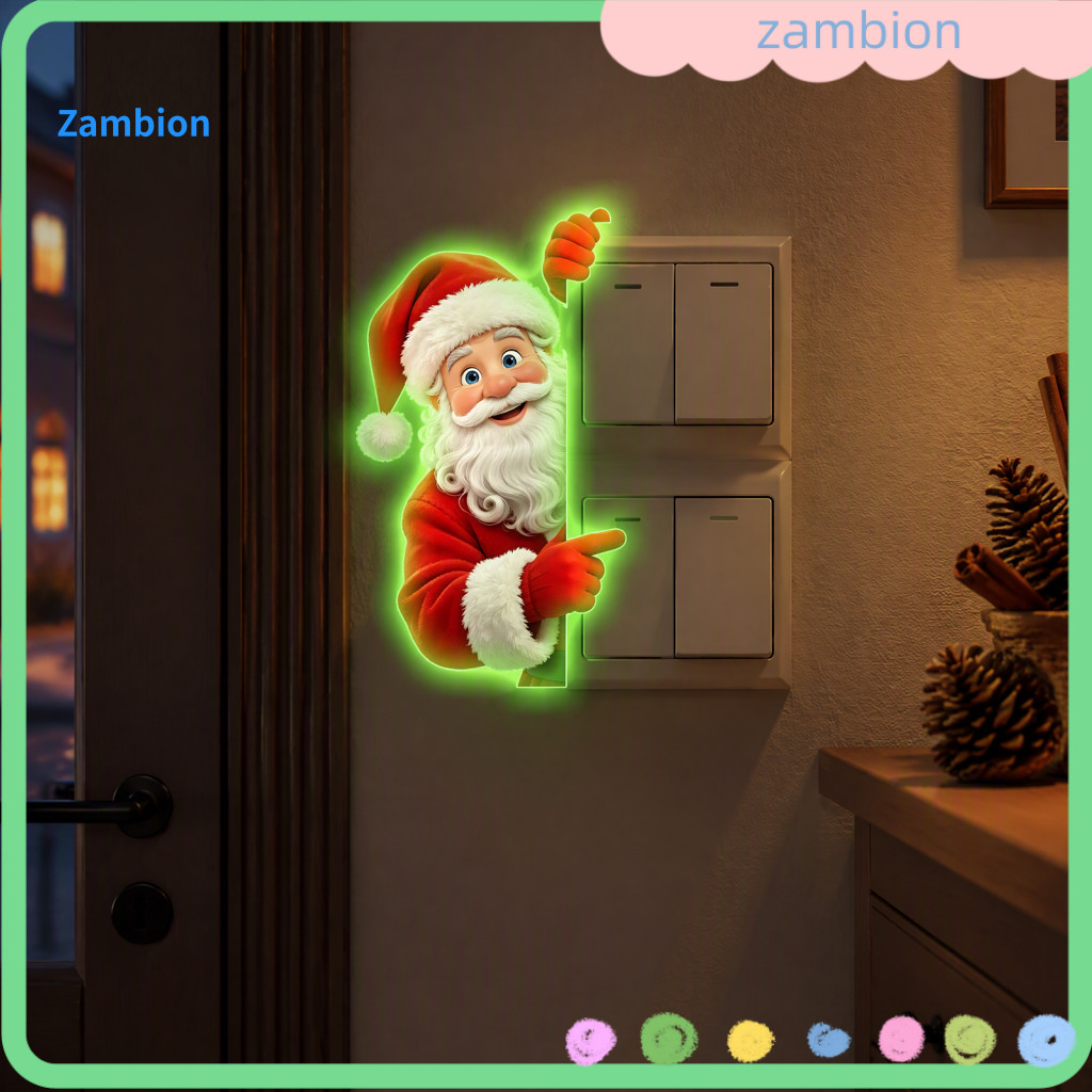 Santa Claus Wall Decals Christmas Window Cling Glow the Dark Sticker Waterproof Pvc Decal Self-adhesive for Home Bedroom