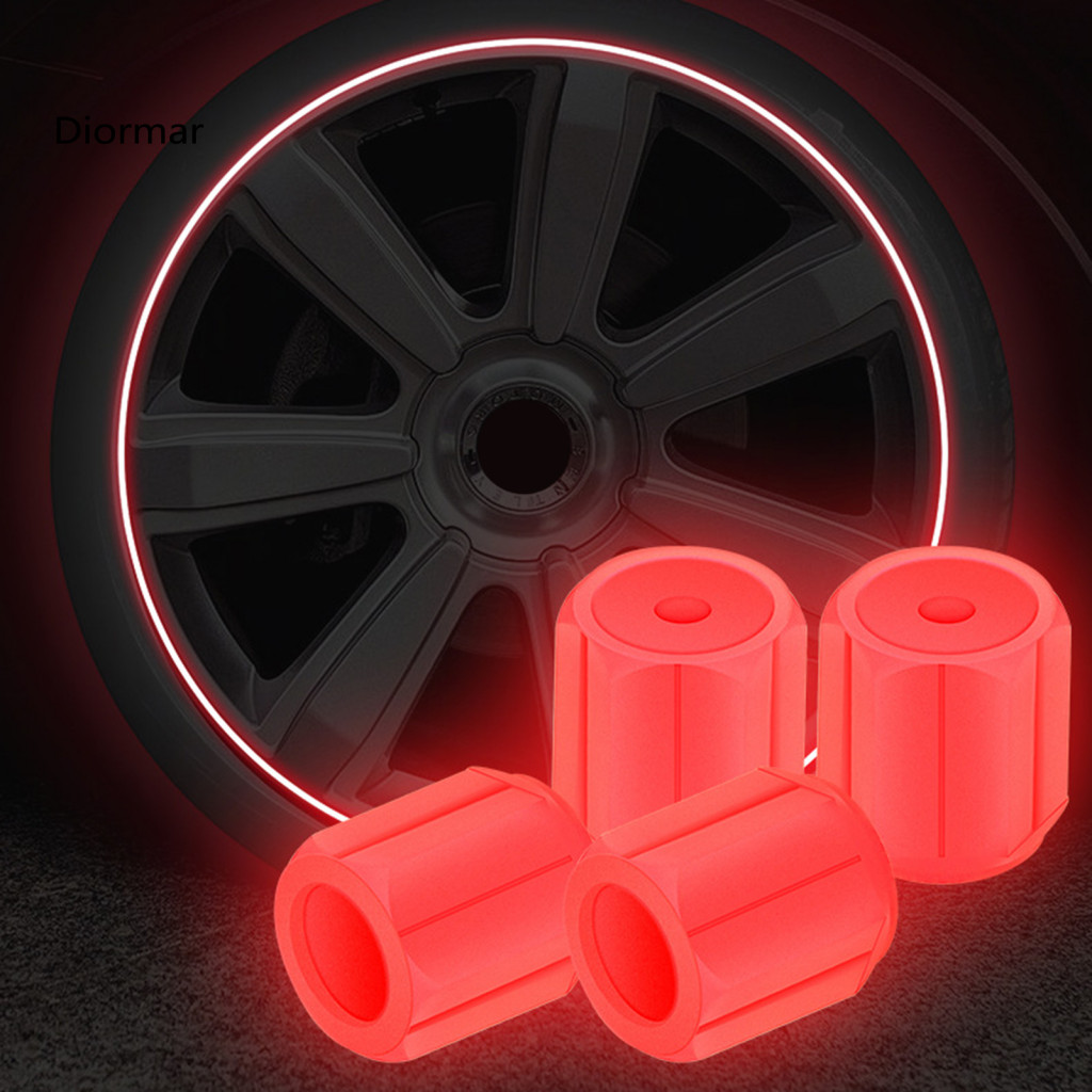 Night Rider Accessories Tire Glow Valve Covers Glow-in-the-dark Caps Set Universal Waterproof Led Light Stem Wear-resist