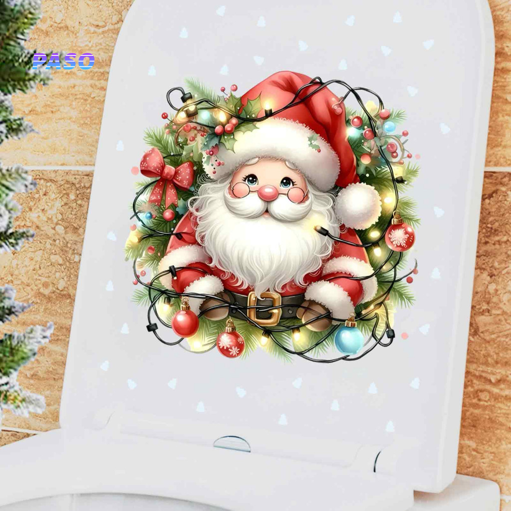 Party Supplies for Home Christmas Toilet Decals Glow the Dark Lid Stickers Waterproof Pvc Bathroom with Snowman Santa Re