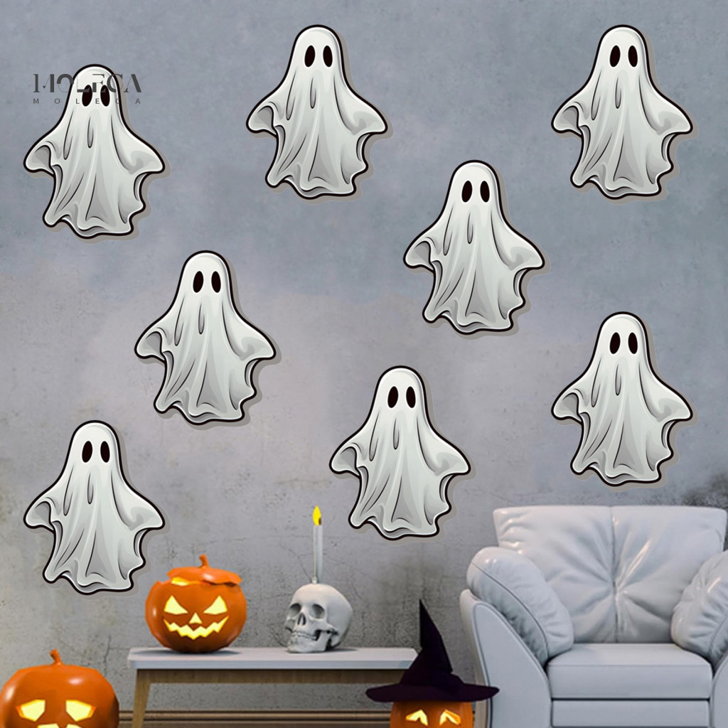 Easy Peel and Stick Wall Art Glow the Dark Stickers Halloween Ghost Waterproof Pvc Decals for Windows Glass Doors Remova