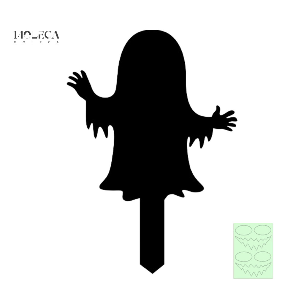 Waterproof Halloween Ornaments Garden Stakes Stake Black Cat Yard Sign with Glow-in-the-dark Eyes Spooky Ghost for Outdo