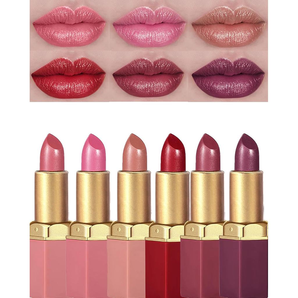 Glitter Lipstick Sets for Women Long Lasting,Light to Dark Shimmer Lipstick 24 Hour Waterproof Matte Lip Gloss Nude Pink