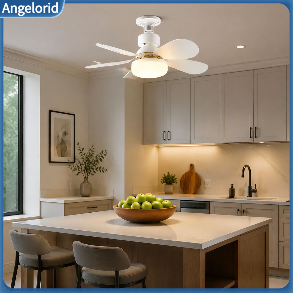 Ceiling Fan with Light Adjustable Wind Speed 42/52cm Led E27 Socket 6 Blades Remote Control 3-color Dimmable Quiet Lamp