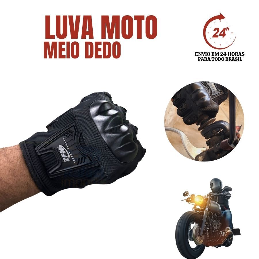 Luvas Motoqueiro Masculinas Meio Dedo Para Combate Táticos / Luvas De Motocicleta Meio Dedo