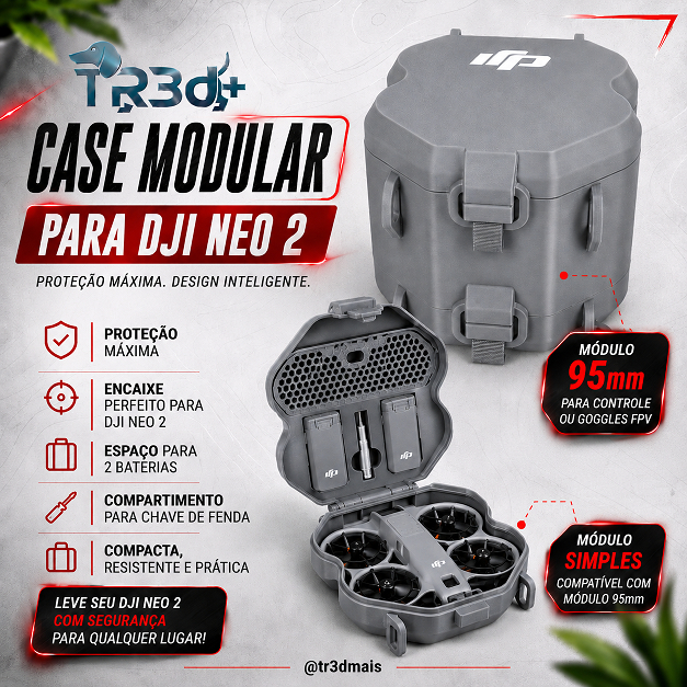 Case Compacto para DJI Neo 2 | Organizador Modular para Drone e Fly More | Controle ou Goggles Fpv