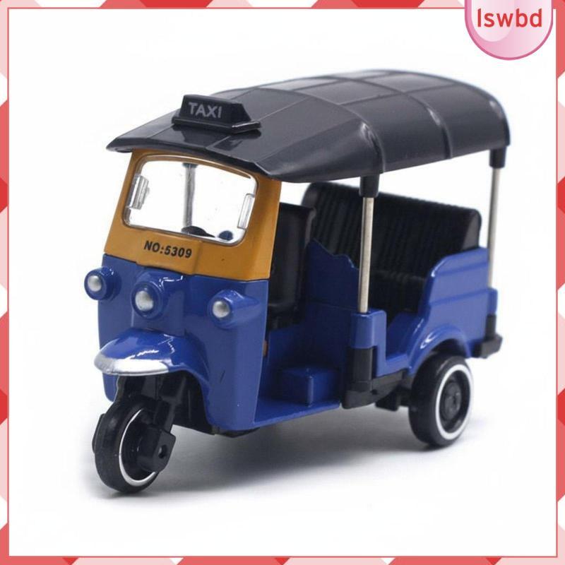 [Lswbd] Exibição De Triciclo Vintage Em Liga Tradicional Tri-shaw Miniatura Realista Com Função Pull-back Para Lembranci