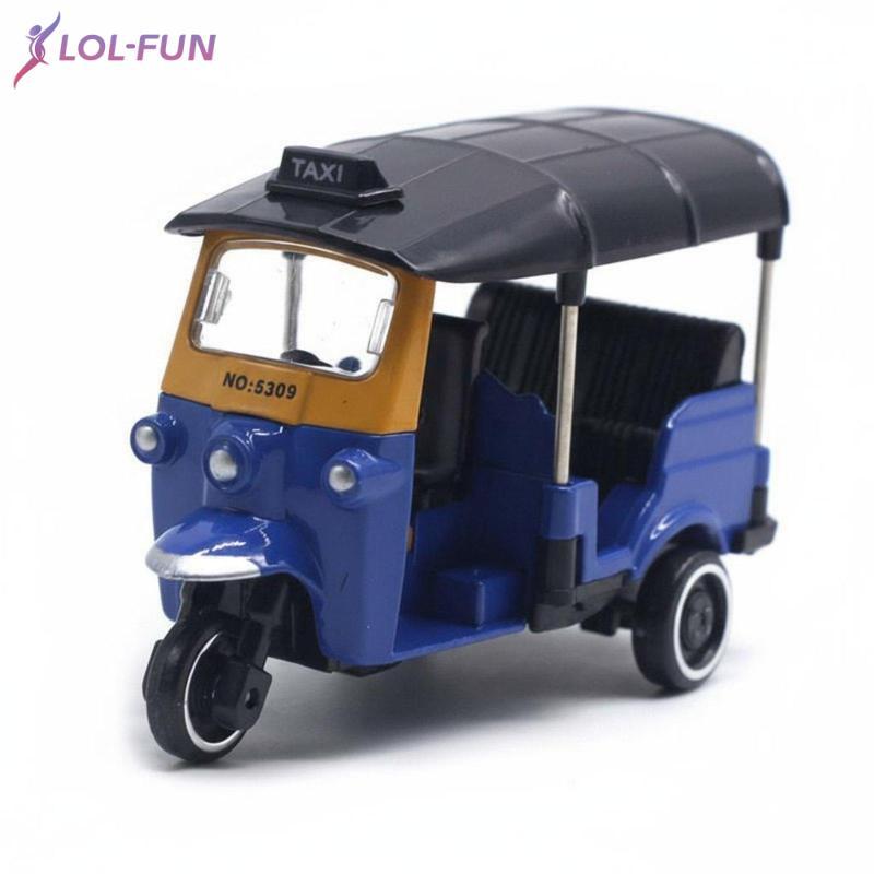 [Brcolaxi1] Exibição De Triciclo Vintage Em Liga Tradicional Tri-shaw Miniatura Realista Com Função Pull-back Para Lembr