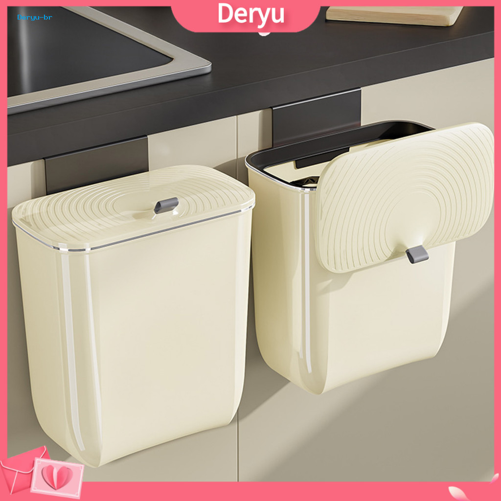Waterproof Pp Trash Bin Wall Mounted Kitchen Cabinet Door with Lid – Capacity U-shaped Slot Garbage for Bathroom Space