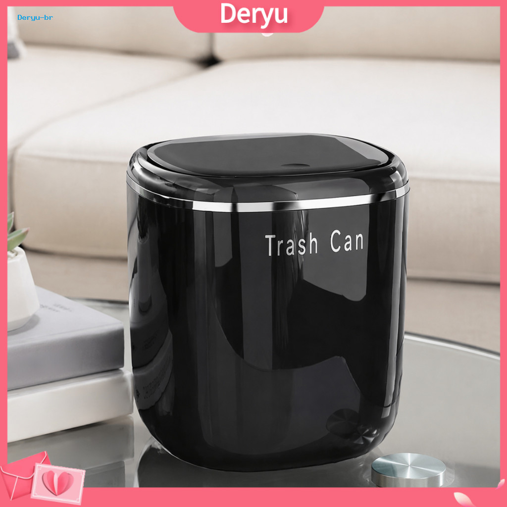 Bathroom Countertop Basket Mini Desktop Trash with Pop-up Lid Waterproof Compact Garbage Bin for Office Car Home Use –