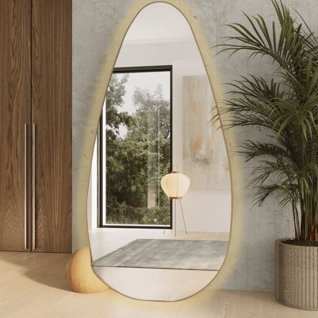 Espelho Gigante Corpo Inteiro Led Tomada + Fonte Inclusa Duas Opções De Cor Decoração Moderna Luxo